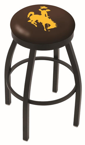 Wyoming Cowboys HBS Black Swivel Bar Stool with Brown Cushion - Sporting Up