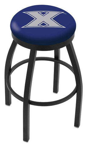 Shop Xavier Musketeers HBS Black Swivel Bar Stool with Blue Cushion - Sporting Up