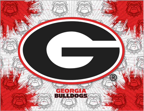 Compre georgia bulldogs hbs gris rojo "g" logo pared lienzo arte impresión - sporting up