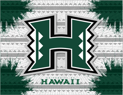 Kaufen Sie „Hawaii Warriors HBS“, grau-grüner Wand-Leinwand-Kunstdruck – sportlich