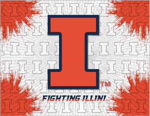Illinois Fighting Illinois HBs Grau-Orange-Wand-Leinwand-Kunstdruck – sportlich