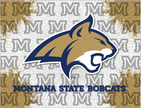 Kaufen Sie den Wand-Kunstdruck „Montana State Bobcats HBS“ in Grau und Gold – sportlich