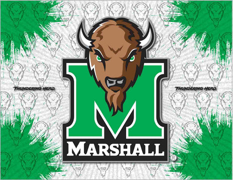 Marshall Thundering Herd HBS Gray Green Wall Canvas Art Picture Print - Sporting Up