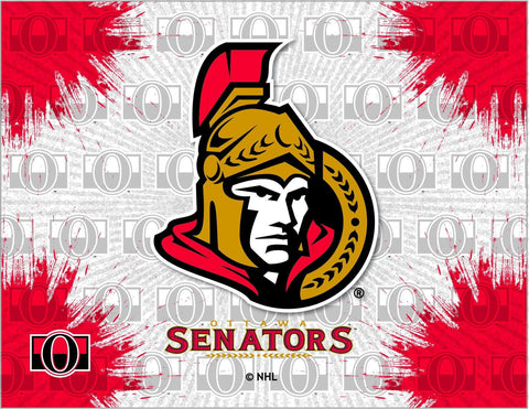 Kunstdruck auf Leinwand, Motiv: Ottawa Senators HBS, grau-rot, Eishockey-Wandbild – sportlich