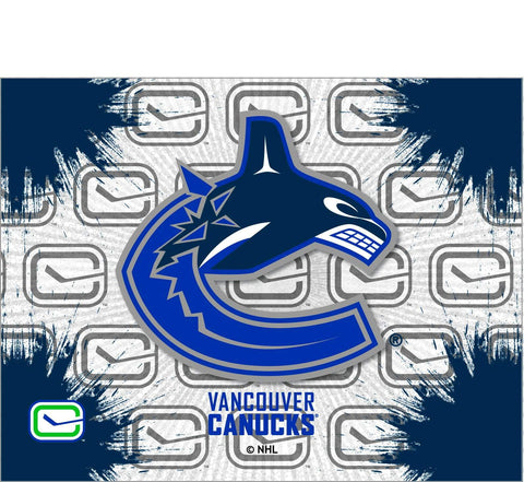 Kaufen Sie den Vancouver Canucks HBS-Hockey-Wandkunstdruck auf Leinwand, grau und marineblau – sportlich
