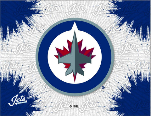 Kaufen Sie den Wand-Kunstdruck „Winnipeg Jets HBS“ in Grau/Marineblau mit Eishockey-Motiv – „Sporting Up“.