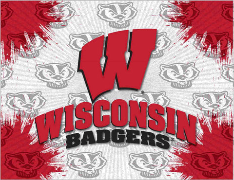Wisconsin Badgers HBS grau rot „w“ Wand-Leinwand-Kunstdruck – sportlich
