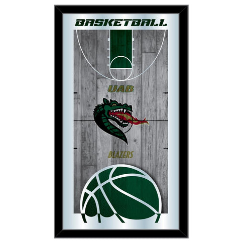 Handla UAB Blazers HBS Green Basketball Ramed Hanging Glass Wall Mirror (26"x15") - Sporting Up