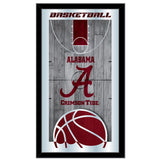 Alabama Crimson Tide HBS Espejo de pared de vidrio colgante con marco de baloncesto (26 x 15 pulgadas) - Sporting Up