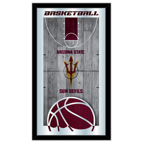 Arizona State Sun Devils HBS Espejo de pared de vidrio colgante con marco de baloncesto (26 "x 15") - Sporting Up