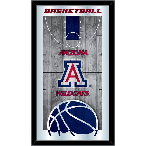 Arizona Wildcats HBS Espejo de pared de vidrio colgante con marco de baloncesto azul (26 "x 15") - Sporting Up