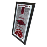 Miroir mural en verre suspendu avec cadre de basket-ball HBS des Razorbacks de l'Arkansas (26"x 15") - Sporting Up