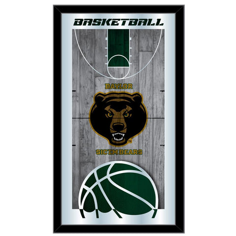 Shop Baylor Bears Miroir mural en verre suspendu avec cadre de basket-ball vert HBS (26 "x 15") - Sporting Up