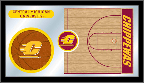 Central Michigan Chippewas HBS Basketball inramad glasväggspegel (26"x15") - Sporting Up