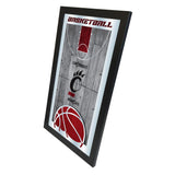 Miroir mural en verre suspendu avec cadre de basket-ball HBS des Bearcats de Cincinnati (26"x 15") - Sporting Up