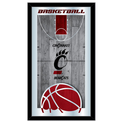 Cincinnati Bearcats HBS Espejo de pared de vidrio colgante con marco de baloncesto (26 "x 15") - Sporting Up