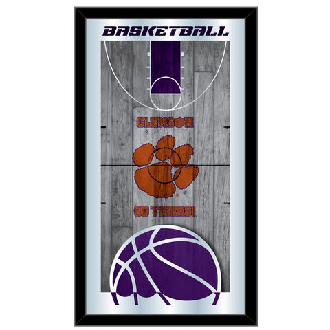 Miroir mural en verre suspendu avec cadre de basket-ball orange Clemson Tigers HBS (26"x 15") - Sporting Up