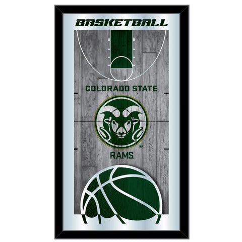 Shoppen Sie den hängenden Glas-Wandspiegel „Colorado State Rams HBS Basketball“ mit Rahmen (66 x 38 cm) – Sporting Up