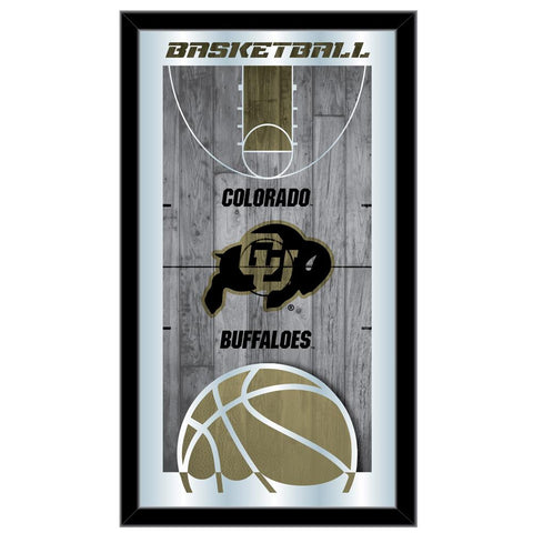 Shoppen Sie den hängenden Glas-Wandspiegel „Colorado Buffaloes HBS Basketball“ mit Rahmen (66 x 38 cm) – Sporting Up