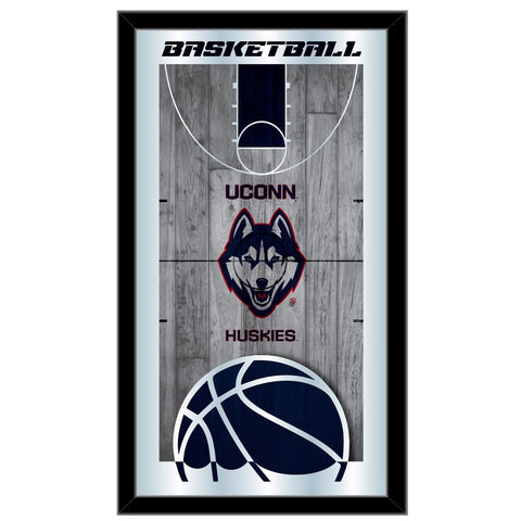 Uconn Huskies HBS Espejo de pared de vidrio colgante con marco de baloncesto azul marino (26 "x 15") - Sporting Up
