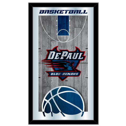 Compre Espejo de pared de vidrio colgante con marco de baloncesto DePaul Blue Demons HBS (26 x 15 pulgadas) - Sporting Up
