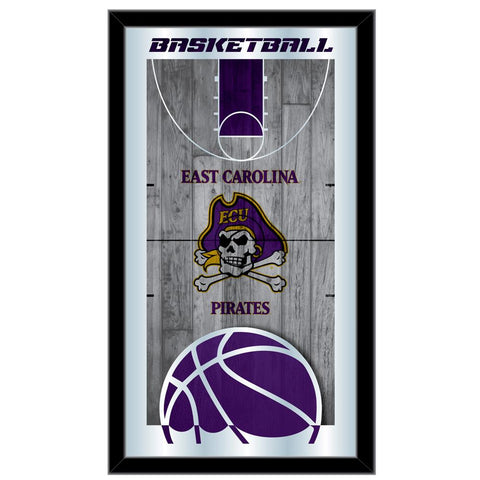 East Carolina Pirates HBS Basketball inramad hängande glasväggspegel (26"x15") - Sporting Up
