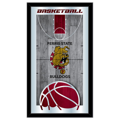 Handla Ferris State Bulldogs HBS Basketball inramad hängande glasväggspegel (26"x15") - Sporting Up