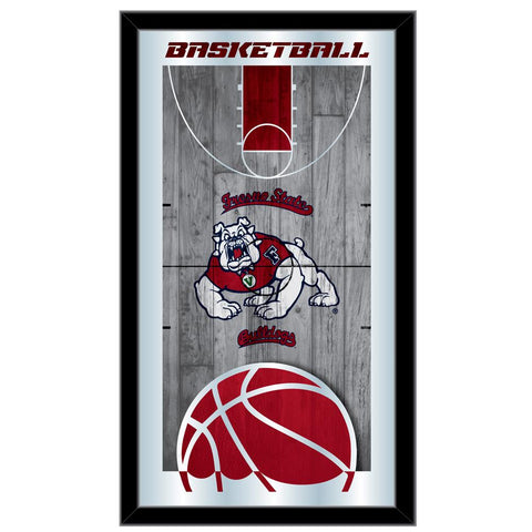 Fresno State Bulldogs HBS Basketball inramad hängande glasväggspegel (26"x15") - Sporting Up