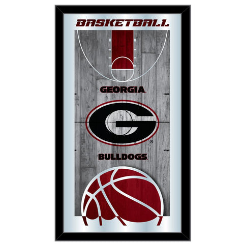 Georgia Bulldogs HBS Espejo de pared de vidrio colgante con marco de baloncesto rojo (26 "x 15") - Sporting Up