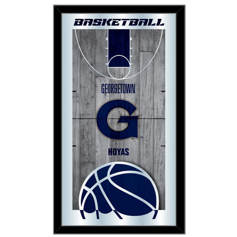 Compre Georgetown Hoyas HBS Espejo de pared de vidrio colgante con marco de baloncesto azul marino (26 "x 15") - Sporting Up
