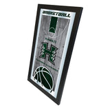 Miroir mural en verre suspendu avec cadre de basket-ball vert HBS des Warriors d'Hawaï (26"x 15") - Sporting Up