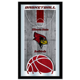 Illinois State Redbirds HBS Espejo de pared de vidrio colgante con marco de baloncesto (26 "x 15") - Sporting Up