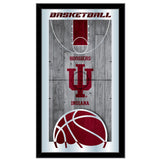 Indiana Hoosiers HBS Espejo de pared de vidrio colgante con marco de baloncesto rojo (26 "x 15") - Sporting Up