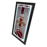 Iowa State Cyclones HBS Espejo de pared de vidrio colgante con marco de baloncesto (26 "x 15") - Sporting Up