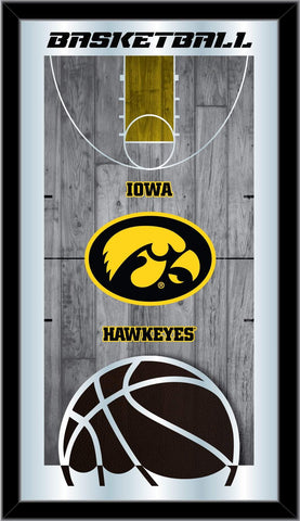 Miroir mural en verre suspendu avec cadre de basket-ball noir Iowa Hawkeyes HBS (26"x15") - Sporting Up