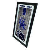 Kentucky Wildcats HBS Espejo de pared de vidrio colgante con marco de baloncesto azul (26 "x 15") - Sporting Up