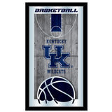 Kentucky Wildcats HBS Espejo de pared de vidrio colgante con marco de baloncesto azul (26 "x 15") - Sporting Up