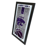 Miroir mural en verre suspendu avec cadre de basket-ball HBS des Wildcats de l'État du Kansas (26"x 15") - Sporting Up