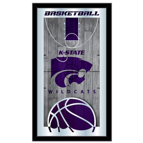 Kansas State Wildcats HBS Espejo de pared de vidrio colgante con marco de baloncesto (26 "x 15") - Sporting Up