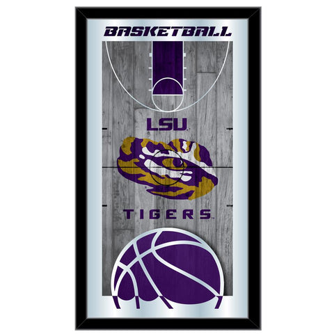 LSU Tigers HBS Lila Wandspiegel mit Basketballrahmen zum Aufhängen aus Glas (66 x 38 cm) – Sporting Up