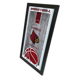 Louisville Cardinals HBS Espejo de pared de vidrio colgante con marco de baloncesto (26 "x 15") - Sporting Up