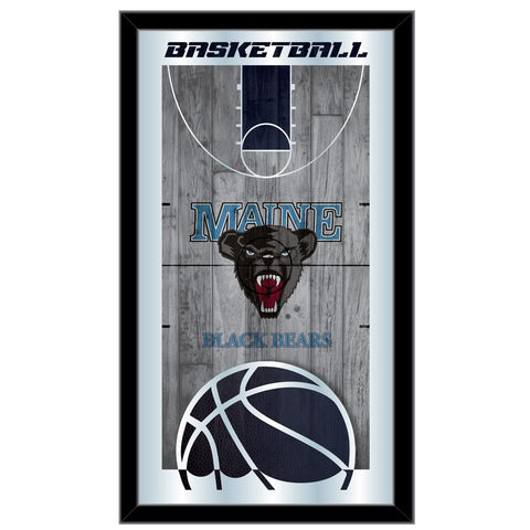 Shoppen Sie den Wandspiegel zum Aufhängen mit Maine Black Bears HBS Basketball-Rahmen aus Glas (66 x 38 cm) – Sporting Up