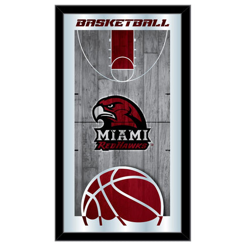 Miami Redhawks HBS Basketball gerahmter Hängespiegel aus Glas (26"x15") – Sporting Up