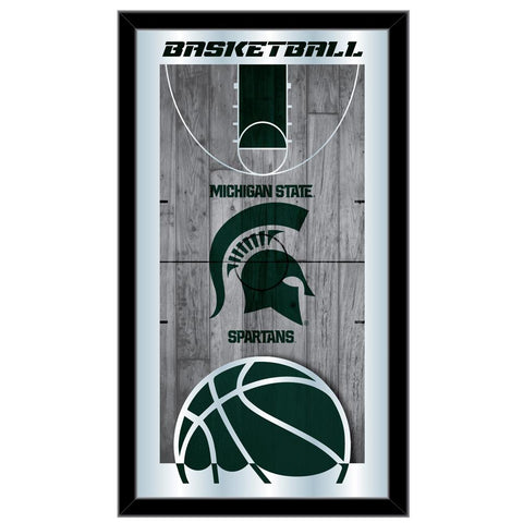 Michigan State Spartans HBS Basketball gerahmter Wandspiegel aus Glas zum Aufhängen (66 x 38,1 cm) – Sporting Up