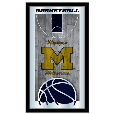Shop Michigan Wolverines HBS Basketball Miroir mural en verre suspendu encadré (26"x15") - Sporting Up
