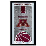 Minnesota Golden Gophers HBS Espejo de pared de vidrio colgante con marco de baloncesto (26 "x 15") - Sporting Up