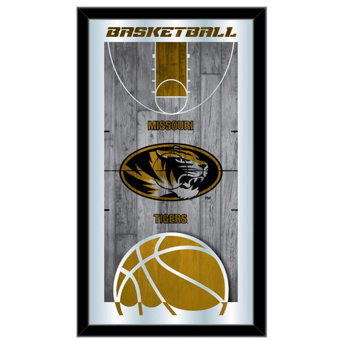 Missouri Tigers HBS Wandspiegel aus schwarzem Basketball-Rahmen zum Aufhängen aus Glas (66 x 38 cm) – Sporting Up