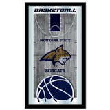 Montana State Bobcats HBS Espejo de pared de vidrio colgante con marco de baloncesto (26 "x 15") - Sporting Up