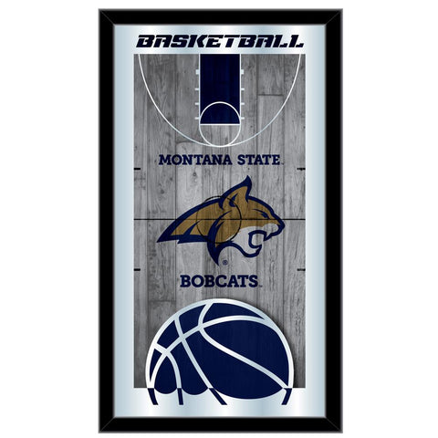 Miroir mural en verre suspendu avec cadre de basket-ball HBS des Bobcats de l'État du Montana (26"x 15") - Sporting Up