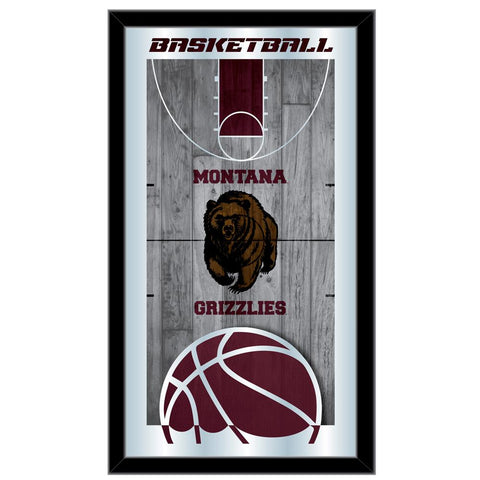 Montana Grizzlies HBS Espejo de pared de vidrio colgante con marco de baloncesto (26 "x 15") - Sporting Up